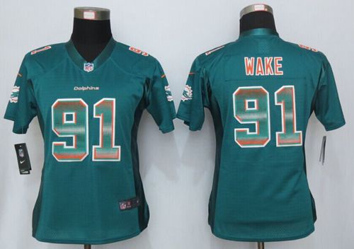 Nike Dolphins #91 Cameron Wake Aqua Green Team Color Women's Stitched NFL Elite Strobe Jersey Nike Dolphins #91 Cameron Wake Aqua Green Team Color Women's Stitched NFL Elite Strobe Jersey