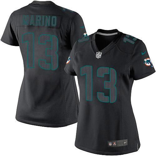 Nike Dolphins #13 Dan Marino Black Impact Women's Stitched NFL Limited Jersey Nike Dolphins #13 Dan Marino Black Impact Women's Stitched NFL Limited Jersey