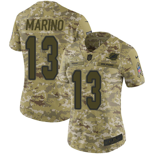 Nike Dolphins #13 Dan Marino Camo Women's Stitched NFL Limited 2018 Salute to Service Jersey Nike Dolphins #13 Dan Marino Camo Women's Stitched NFL Limited 2018 Salute to Service Jersey