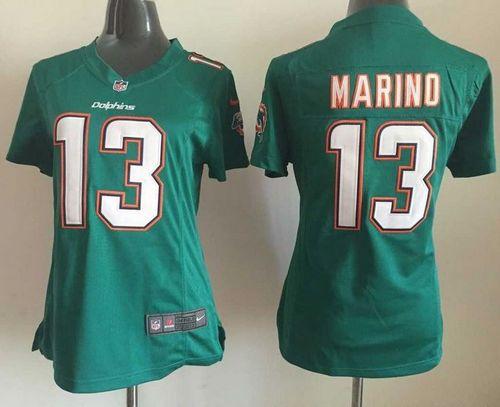 Nike Dolphins #13 Dan Marino Aqua Green Team Color Women's Stitched NFL Elite Jersey Nike Dolphins #13 Dan Marino Aqua Green Team Color Women's Stitched NFL Elite Jersey