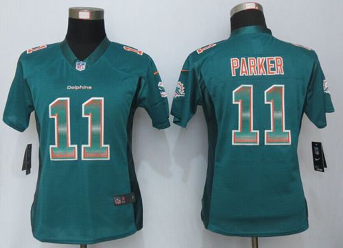 Nike Dolphins #11 DeVante Parker Aqua Green Team Color Women's Stitched NFL Elite Strobe Jersey Nike Dolphins #11 DeVante Parker Aqua Green Team Color Women's Stitched NFL Elite Strobe Jersey