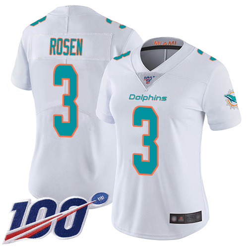 Nike Dolphins #3 Josh Rosen White Women's Stitched NFL 100th Season Vapor Limited Jersey Nike Dolphins #3 Josh Rosen White Women's Stitched NFL 100th Season Vapor Limited Jersey