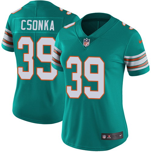 Nike Dolphins #39 Larry Csonka Aqua Green Alternate Women's Stitched NFL Vapor Untouchable Limited Jersey Nike Dolphins #39 Larry Csonka Aqua Green Alternate Women's Stitched NFL Vapor Untouchable Limited Jersey