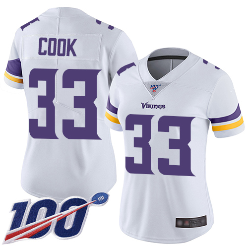 Nike Vikings #33 Dalvin Cook White Women's Stitched NFL 100th Season Vapor Limited Jersey Nike Vikings #33 Dalvin Cook White Women's Stitched NFL 100th Season Vapor Limited Jersey