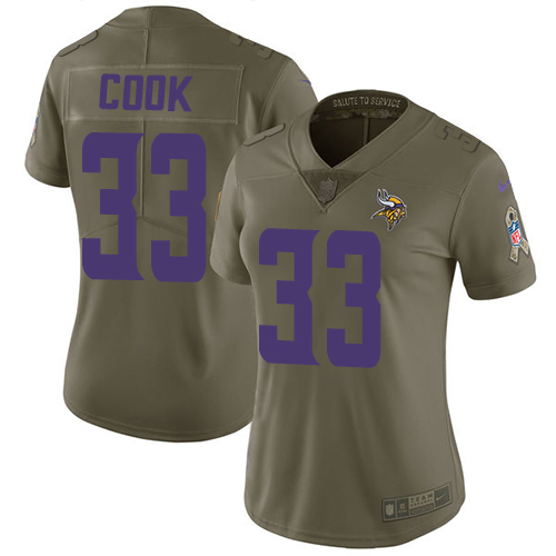 Nike Vikings #33 Dalvin Cook Olive Women's Stitched NFL Limited 2017 Salute to Service Jersey Nike Vikings #33 Dalvin Cook Olive Women's Stitched NFL Limited 2017 Salute to Service Jersey