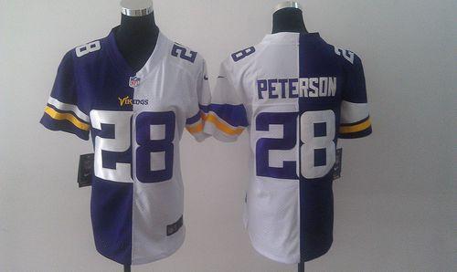 Nike Vikings #28 Adrian Peterson Purple/White Women's Stitched NFL Elite Split Jersey Nike Vikings #28 Adrian Peterson Purple/White Women's Stitched NFL Elite Split Jersey