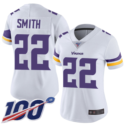 Nike Vikings #22 Harrison Smith White Women's Stitched NFL 100th Season Vapor Limited Jersey Nike Vikings #22 Harrison Smith White Women's Stitched NFL 100th Season Vapor Limited Jersey