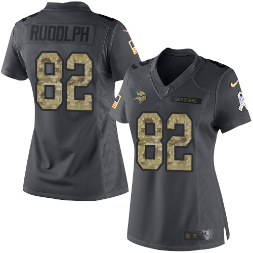 Nike Vikings #82 Kyle Rudolph Black Women's Stitched NFL Limited 2016 Salute To Service Jersey Nike Vikings #82 Kyle Rudolph Black Women's Stitched NFL Limited 2016 Salute To Service Jersey