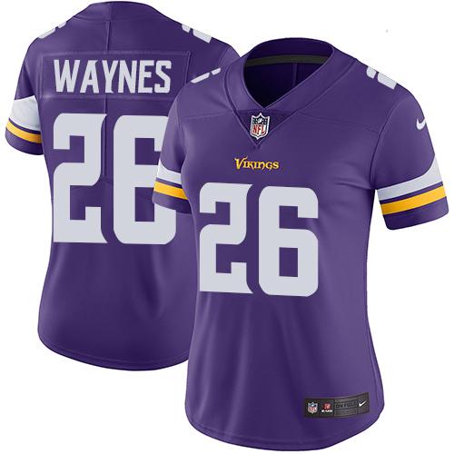 Nike Vikings #26 Trae Waynes Purple Team Color Women's Stitched NFL Vapor Untouchable Limited Jersey Nike Vikings #26 Trae Waynes Purple Team Color Women's Stitched NFL Vapor Untouchable Limited Jersey