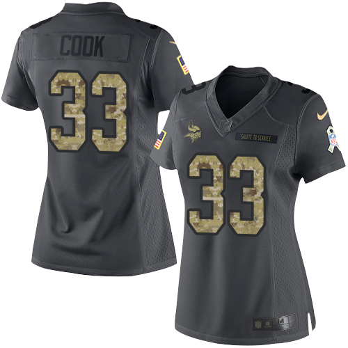 Nike Vikings #33 Dalvin Cook Black Women's Stitched NFL Limited 2016 Salute To Service Jersey Nike Vikings #33 Dalvin Cook Black Women's Stitched NFL Limited 2016 Salute To Service Jersey