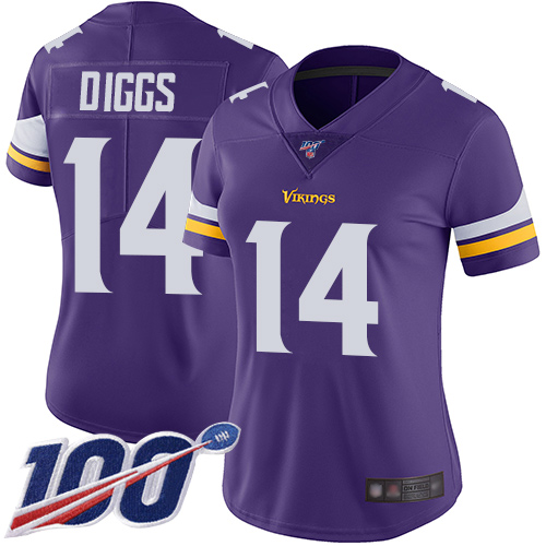 Nike Vikings #14 Stefon Diggs Purple Team Color Women's Stitched NFL 100th Season Vapor Limited Jersey Nike Vikings #14 Stefon Diggs Purple Team Color Women's Stitched NFL 100th Season Vapor Limited Jersey