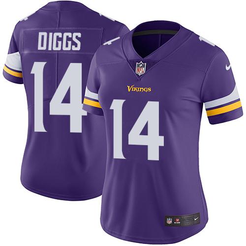 Nike Vikings #14 Stefon Diggs Purple Team Color Women's Stitched NFL Vapor Untouchable Limited Jersey Nike Vikings #14 Stefon Diggs Purple Team Color Women's Stitched NFL Vapor Untouchable Limited Jersey