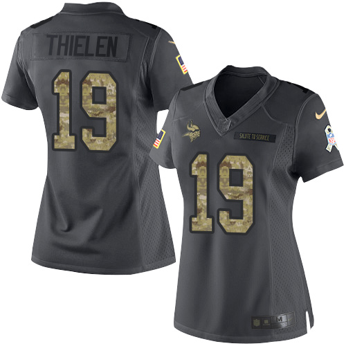 Nike Vikings #19 Adam Thielen Black Women's Stitched NFL Limited 2016 Salute To Service Jersey Nike Vikings #19 Adam Thielen Black Women's Stitched NFL Limited 2016 Salute To Service Jersey