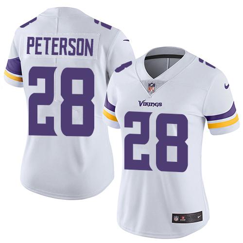 Nike Vikings #28 Adrian Peterson White Women's Stitched NFL Vapor Untouchable Limited Jersey Nike Vikings #28 Adrian Peterson White Women's Stitched NFL Vapor Untouchable Limited Jersey