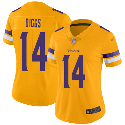 Nike Vikings #14 Stefon Diggs Gold Women's Stitched NFL Limited Inverted Legend Jersey Nike Vikings #14 Stefon Diggs Gold Women's Stitched NFL Limited Inverted Legend Jersey
