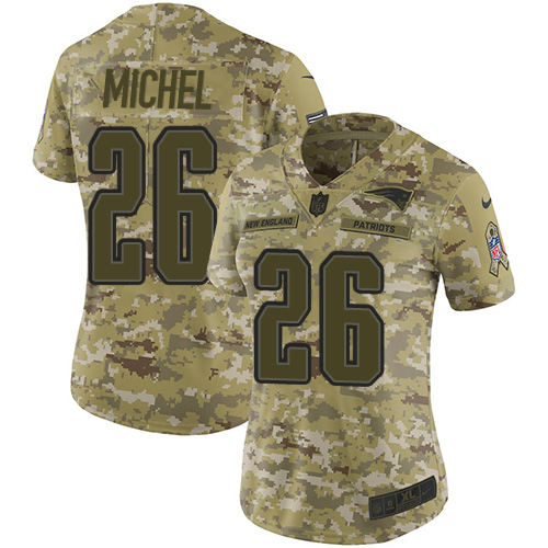 Nike Patriots #26 Sony Michel Camo Women's Stitched NFL Limited 2018 Salute to Service Jersey Nike Patriots #26 Sony Michel Camo Women's Stitched NFL Limited 2018 Salute to Service Jersey