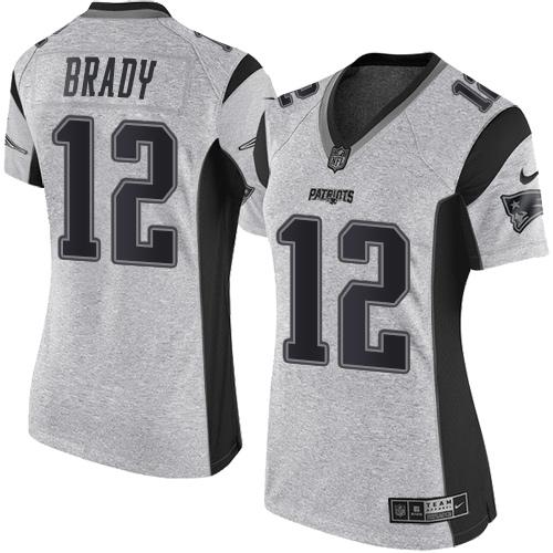 Nike Patriots #12 Tom Brady Gray Women's Stitched NFL Limited Gridiron Gray II Jersey Nike Patriots #12 Tom Brady Gray Women's Stitched NFL Limited Gridiron Gray II Jersey