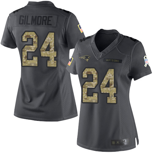 Nike Patriots #24 Stephon Gilmore Black Women's Stitched NFL Limited 2016 Salute to Service Jersey Nike Patriots #24 Stephon Gilmore Black Women's Stitched NFL Limited 2016 Salute to Service Jersey