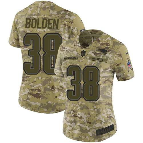 Nike Patriots #38 Brandon Bolden Camo Women's Stitched NFL Limited 2018 Salute to Service Jersey Nike Patriots #38 Brandon Bolden Camo Women's Stitched NFL Limited 2018 Salute to Service Jersey