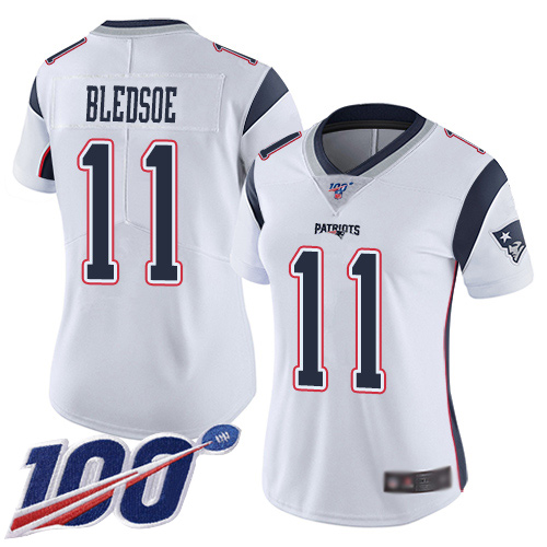 Nike Patriots #11 Drew Bledsoe White Women's Stitched NFL 100th Season Vapor Limited Jersey Nike Patriots #11 Drew Bledsoe White Women's Stitched NFL 100th Season Vapor Limited Jersey