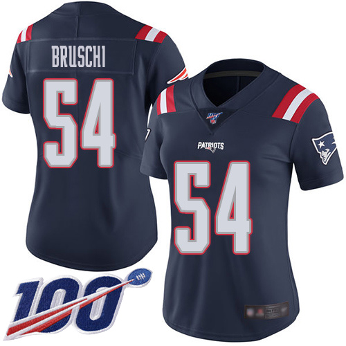 Nike Patriots #54 Tedy Bruschi Navy Blue Women's Stitched NFL Limited Rush 100th Season Jersey Nike Patriots #54 Tedy Bruschi Navy Blue Women's Stitched NFL Limited Rush 100th Season Jersey