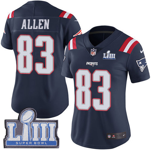 Nike Patriots #83 Dwayne Allen Navy Blue Super Bowl LIII Bound Women's Stitched NFL Limited Rush Jersey Nike Patriots #83 Dwayne Allen Navy Blue Super Bowl LIII Bound Women's Stitched NFL Limited Rush Jersey
