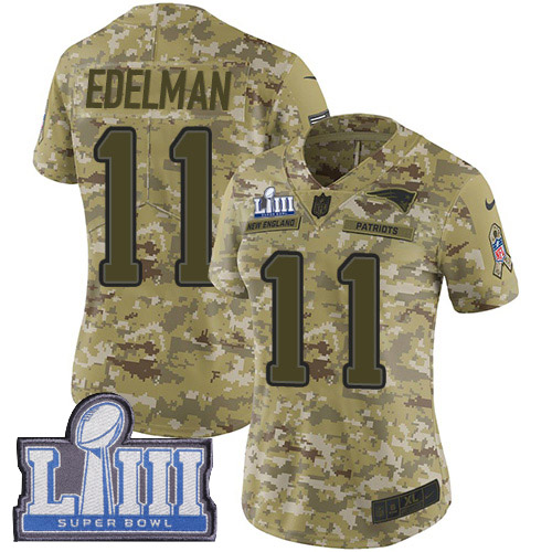 Nike Patriots #11 Julian Edelman Camo Super Bowl LIII Bound Women's Stitched NFL Limited 2018 Salute to Service Jersey Nike Patriots #11 Julian Edelman Camo Super Bowl LIII Bound Women's Stitched NFL Limited 2018 Salute to Service Jersey