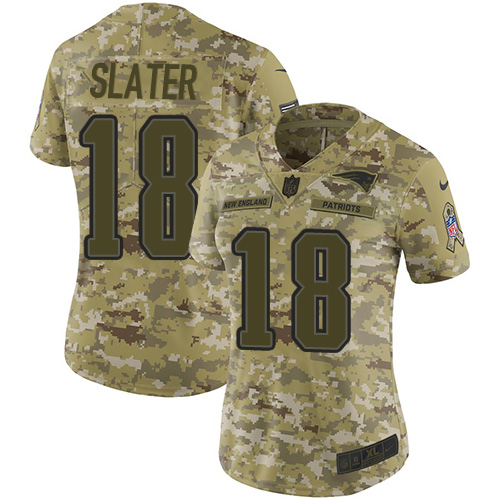 Nike Patriots #18 Matt Slater Camo Women's Stitched NFL Limited 2018 Salute to Service Jersey Nike Patriots #18 Matt Slater Camo Women's Stitched NFL Limited 2018 Salute to Service Jersey