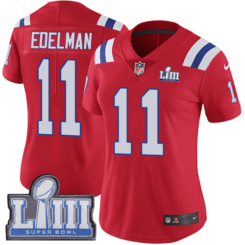 Nike Patriots #11 Julian Edelman Red Alternate Super Bowl LIII Bound Women's Stitched NFL Vapor Untouchable Limited Jersey Nike Patriots #11 Julian Edelman Red Alternate Super Bowl LIII Bound Women's Stitched NFL Vapor Untouchable Limited Jersey