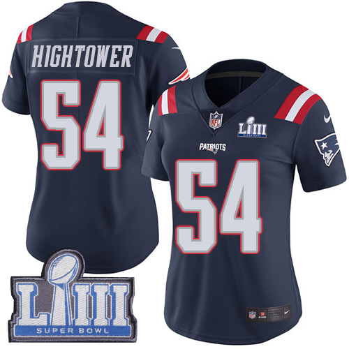 Nike Patriots #54 Dont'a Hightower Navy Blue Super Bowl LIII Bound Women's Stitched NFL Limited Rush Jersey Nike Patriots #54 Dont'a Hightower Navy Blue Super Bowl LIII Bound Women's Stitched NFL Limited Rush Jersey