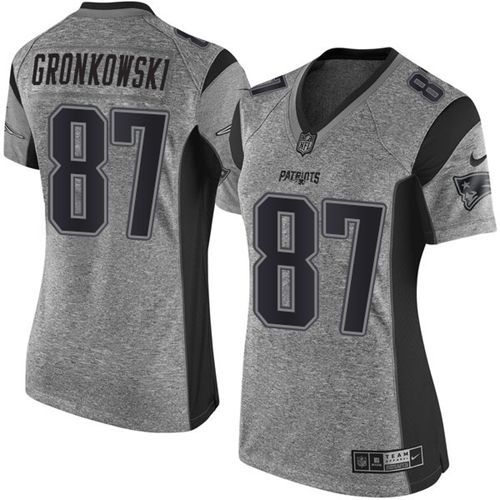 Nike Patriots #87 Rob Gronkowski Gray Women's Stitched NFL Limited Gridiron Gray Jersey Nike Patriots #87 Rob Gronkowski Gray Women's Stitched NFL Limited Gridiron Gray Jersey