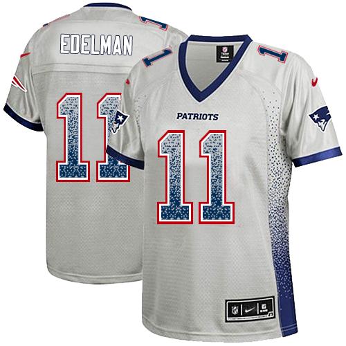 Nike Patriots #11 Julian Edelman Grey Women's Stitched NFL Elite Drift Fashion Jersey Nike Patriots #11 Julian Edelman Grey Women's Stitched NFL Elite Drift Fashion Jersey