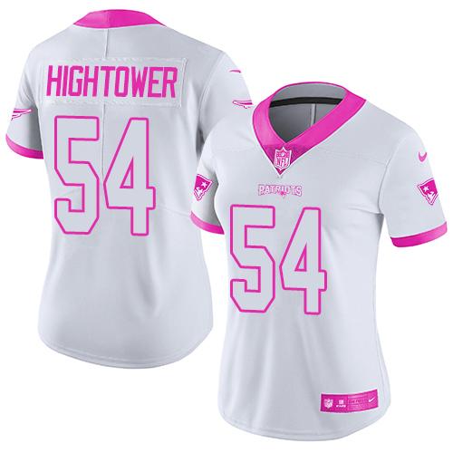 Nike Patriots #54 Dont'a Hightower White/Pink Women's Stitched NFL Limited Rush Fashion Jersey Nike Patriots #54 Dont'a Hightower White/Pink Women's Stitched NFL Limited Rush Fashion Jersey