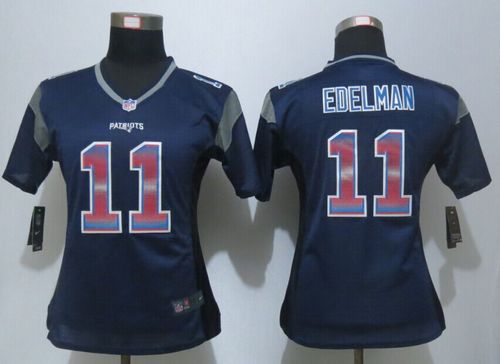 Nike Patriots #11 Julian Edelman Navy Blue Team Color Women's Stitched NFL Elite Strobe Jersey Nike Patriots #11 Julian Edelman Navy Blue Team Color Women's Stitched NFL Elite Strobe Jersey