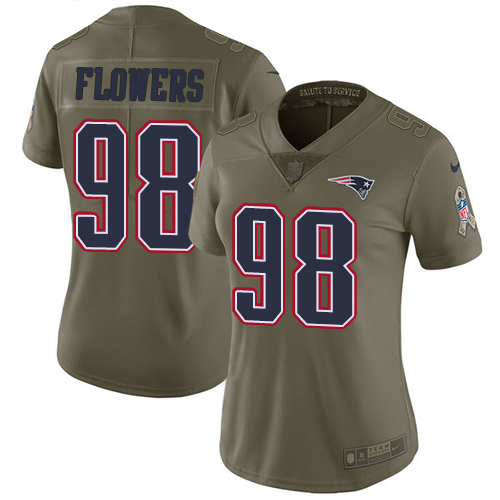Nike Patriots #98 Trey Flowers Olive Women's Stitched NFL Limited 2017 Salute to Service Jersey Nike Patriots #98 Trey Flowers Olive Women's Stitched NFL Limited 2017 Salute to Service Jersey