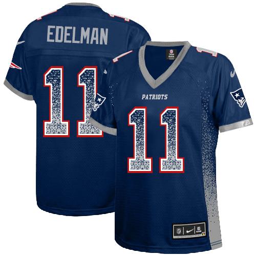 Nike Patriots #11 Julian Edelman Navy Blue Team Color Women's Stitched NFL Elite Drift Fashion Jersey Nike Patriots #11 Julian Edelman Navy Blue Team Color Women's Stitched NFL Elite Drift Fashion Jersey