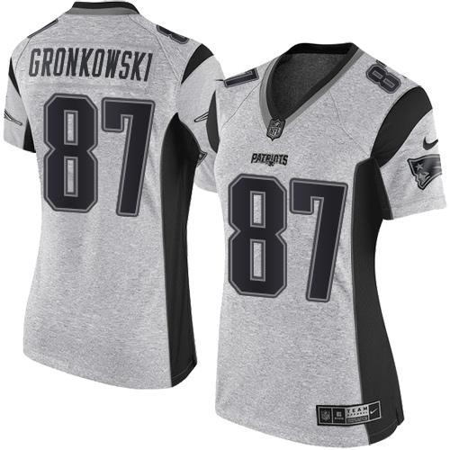 Nike Patriots #87 Rob Gronkowski Gray Women's Stitched NFL Limited Gridiron Gray II Jersey Nike Patriots #87 Rob Gronkowski Gray Women's Stitched NFL Limited Gridiron Gray II Jersey