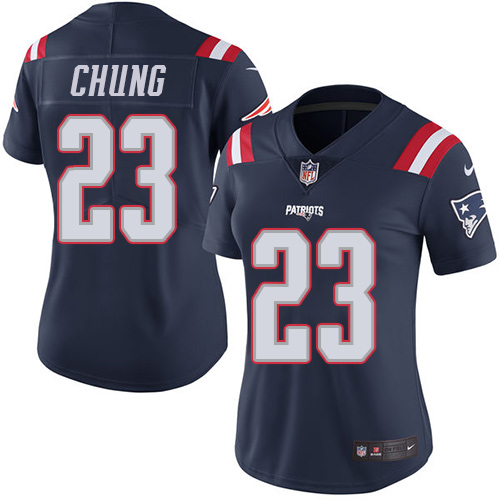 Nike Patriots #23 Patrick Chung Navy Blue Women's Stitched NFL Limited Rush Jersey Nike Patriots #23 Patrick Chung Navy Blue Women's Stitched NFL Limited Rush Jersey
