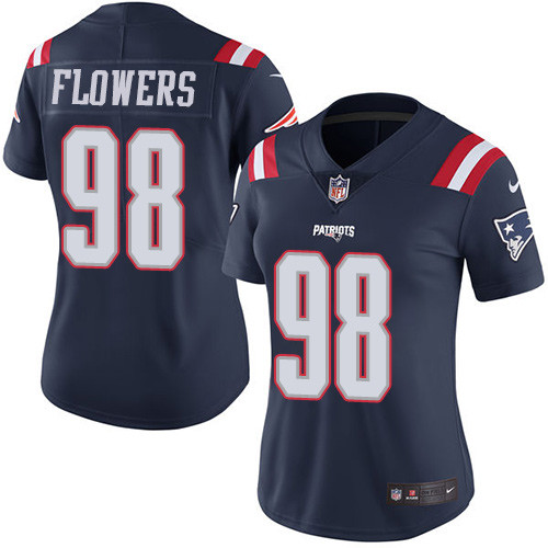 Nike Patriots #98 Trey Flowers Navy Blue Women's Stitched NFL Limited Rush Jersey Nike Patriots #98 Trey Flowers Navy Blue Women's Stitched NFL Limited Rush Jersey