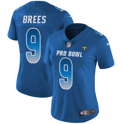 Nike Saints #9 Drew Brees Royal Women's Stitched NFL Limited NFC 2019 Pro Bowl Jersey Nike Saints #9 Drew Brees Royal Women's Stitched NFL Limited NFC 2019 Pro Bowl Jersey