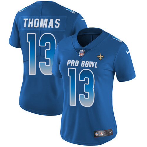 Nike Saints #13 Michael Thomas Royal Women's Stitched NFL Limited NFC 2018 Pro Bowl Jersey Nike Saints #13 Michael Thomas Royal Women's Stitched NFL Limited NFC 2018 Pro Bowl Jersey