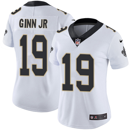 Nike Saints #19 Ted Ginn Jr White Women's Stitched NFL Vapor Untouchable Limited Jersey Nike Saints #19 Ted Ginn Jr White Women's Stitched NFL Vapor Untouchable Limited Jersey