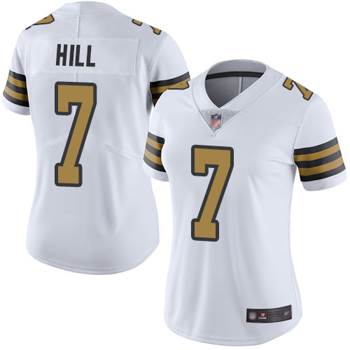 Nike Saints #7 Taysom Hill White Women's Stitched NFL Limited Rush Jersey Nike Saints #7 Taysom Hill White Women's Stitched NFL Limited Rush Jersey