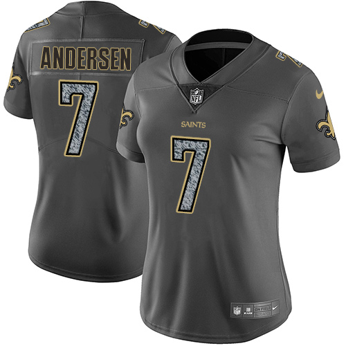 Nike Saints #7 Morten Andersen Gray Static Women's Stitched NFL Vapor Untouchable Limited Jersey Nike Saints #7 Morten Andersen Gray Static Women's Stitched NFL Vapor Untouchable Limited Jersey