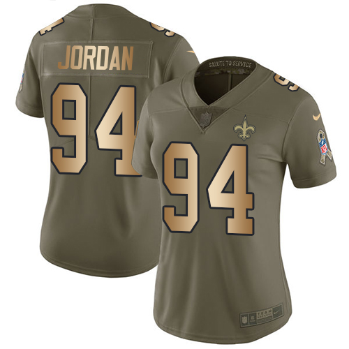 Nike Saints #94 Cameron Jordan Olive/Gold Women's Stitched NFL Limited 2017 Salute to Service Jersey Nike Saints #94 Cameron Jordan Olive/Gold Women's Stitched NFL Limited 2017 Salute to Service Jersey