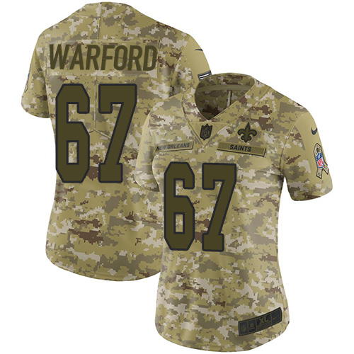 Nike Saints #67 Larry Warford Camo Women's Stitched NFL Limited 2018 Salute to Service Jersey Nike Saints #67 Larry Warford Camo Women's Stitched NFL Limited 2018 Salute to Service Jersey