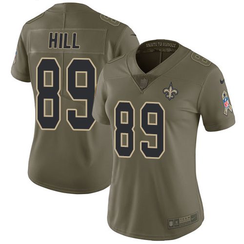 Nike Saints #89 Josh Hill Olive Women's Stitched NFL Limited 2017 Salute to Service Jersey Nike Saints #89 Josh Hill Olive Women's Stitched NFL Limited 2017 Salute to Service Jersey