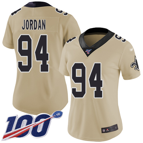 Nike Saints #94 Cameron Jordan Gold Women's Stitched NFL Limited Inverted Legend 100th Season Jersey Nike Saints #94 Cameron Jordan Gold Women's Stitched NFL Limited Inverted Legend 100th Season Jersey