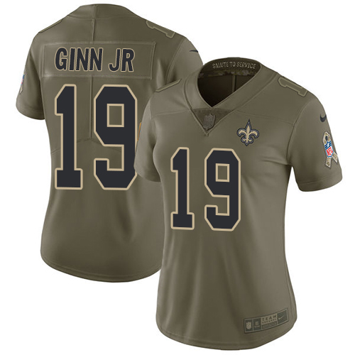 Nike Saints #19 Ted Ginn Jr Olive Women's Stitched NFL Limited 2017 Salute to Service Jersey Nike Saints #19 Ted Ginn Jr Olive Women's Stitched NFL Limited 2017 Salute to Service Jersey