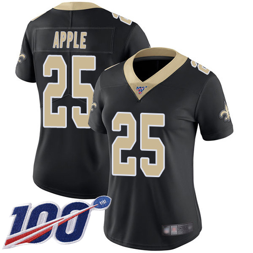 Nike Saints #25 Eli Apple Black Team Color Women's Stitched NFL 100th Season Vapor Limited Jersey Nike Saints #25 Eli Apple Black Team Color Women's Stitched NFL 100th Season Vapor Limited Jersey